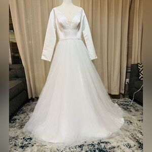 Long Sleeve White Wedding Gown